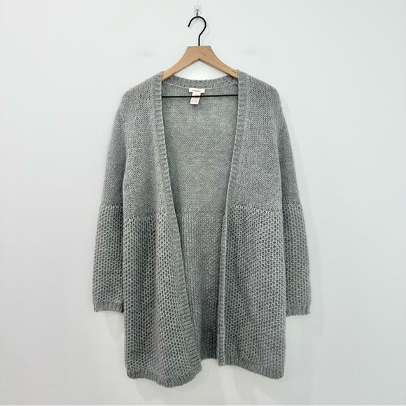 Sundance Cardigan Gray Wool Mohair Blend Open Front Chunky Knit Medium - Picture 1 of 5